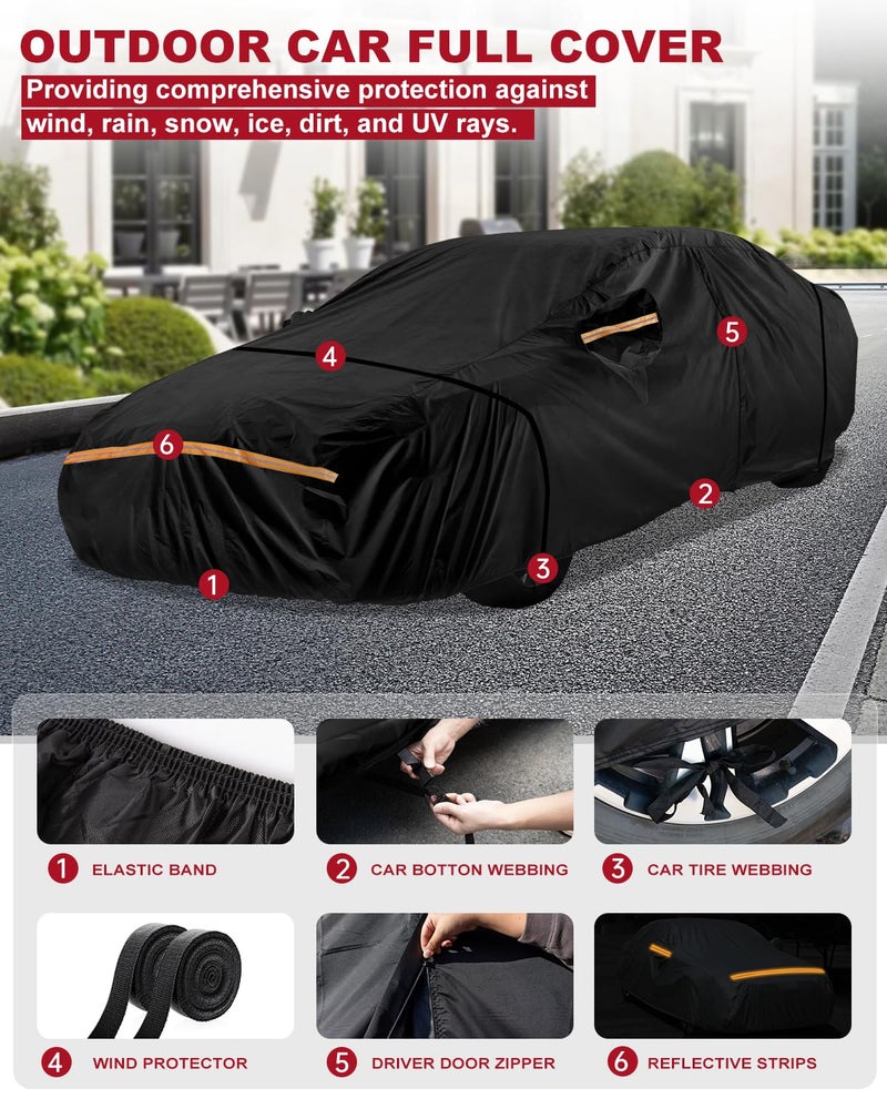 INSAUTO Car Cover for Mazda MX-5 Miata 1989-2025 | Heavy Duty Outdoor Full Exterior Cover | Sun, Rain, UV, Dust, and Snow Protection with Door Zipper (Black) - Image 3